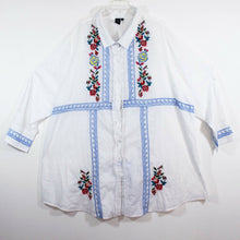 M.I.B jacket lagenlook top art to wear white embroidered peasant artsy sz 4X
