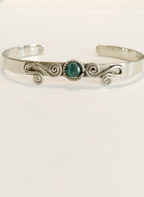Vintage Art to Wear Bracelet Cuff Jade Gypsy Mexican Artisan