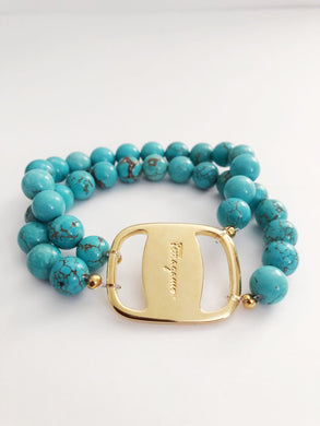 Salvatore Ferragamo bracelet turquoise beads buckle handmade designer Unisex
