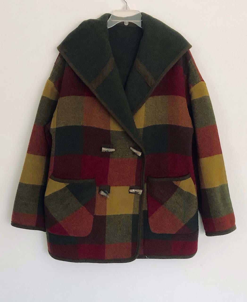 Vintage Coat Wool Blanket Frontier Western Avant Garde Lagenlook Reversible XL 1X