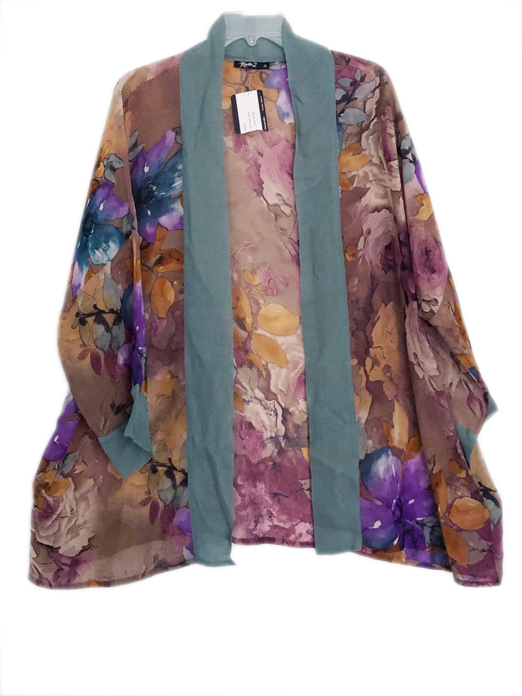 Kativa Kimono Silk Handpainted Lagenlook Art To Wear One Size