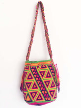 Vintage Hand Knitted Boho Handbag Handmade Hobo Boho Lagenlook Triangles