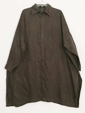 Eskandar dress lagenlook taupe artsy designer art to wear upscale Linen One Size Wearable Art